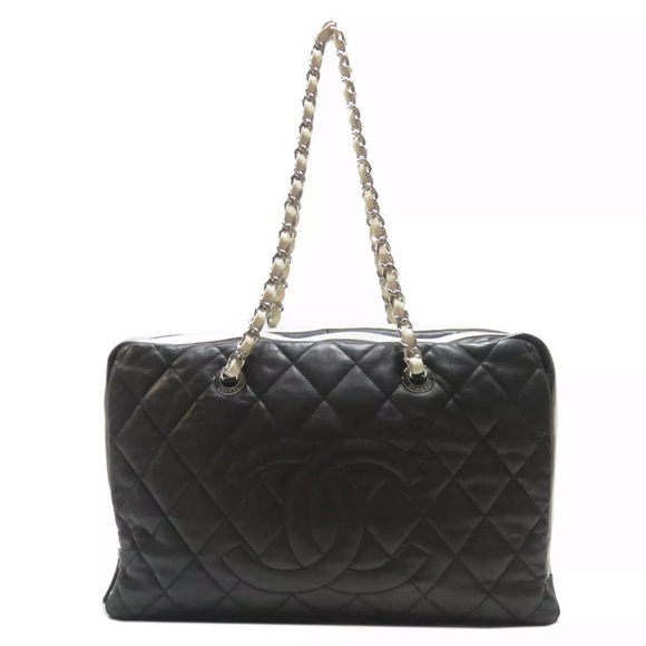 CHANEL Black White Camera Case Chain Shoulder Handbag Quilted Lambskin Leather - Picture 8 of 9
